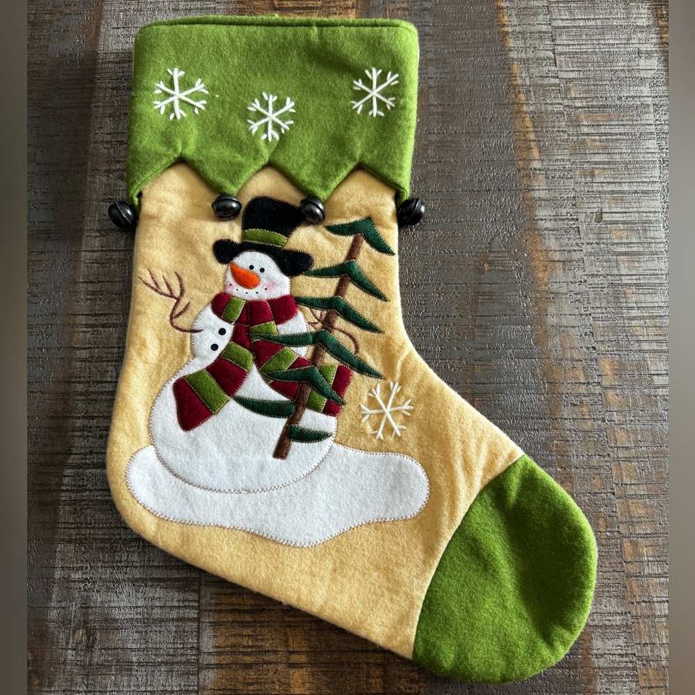 NWOT Snowman Christmas Stocking With Bells from Hobby Lobby